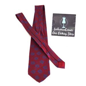 Valentino Cravatte Men's Silk Tie Red & Blue Geometric Pattern Made In Italy 248